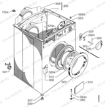 Взрыв-схема стиральной машины Faure LFV1022 - Схема узла Cabinet + armatures