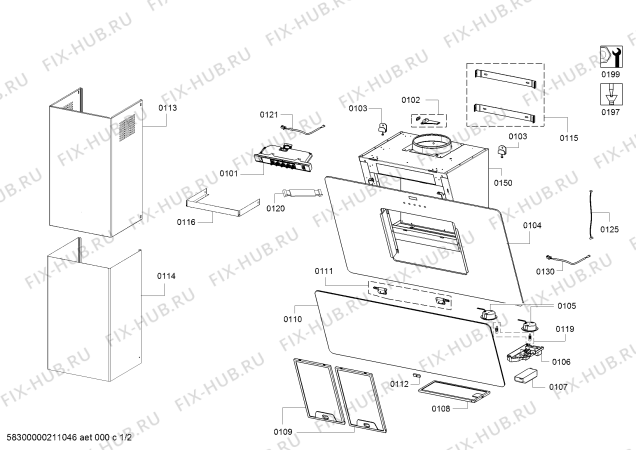 Схема №2 DWK06G661 Bosch с изображением Рамка для электровытяжки Bosch 00770187