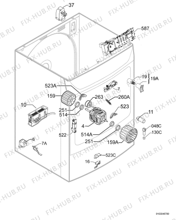 Взрыв-схема сушильной машины Privileg 00076100_21304 - Схема узла Electrical equipment 268