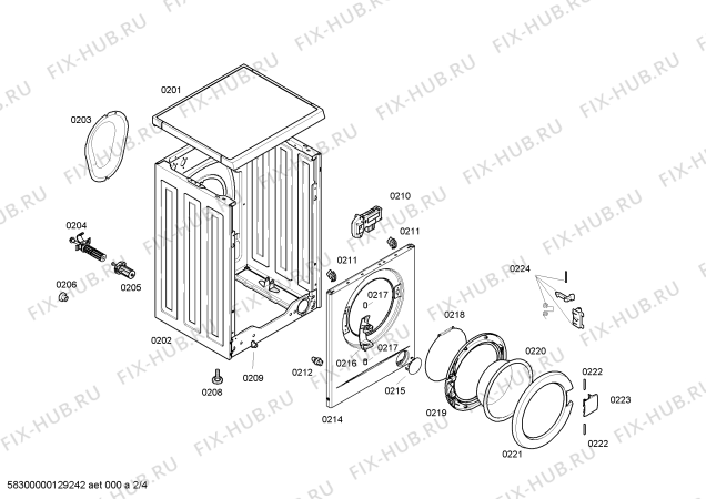 Взрыв-схема стиральной машины Bosch WAA24261BY - Схема узла 02