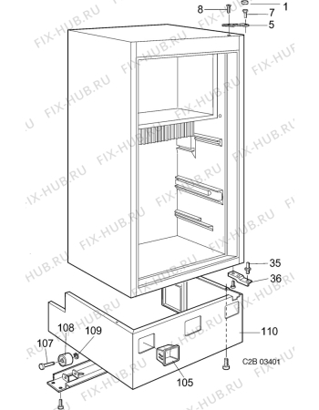 Взрыв-схема холодильника South Inter S150KE - Схема узла C20 Cabinet  B