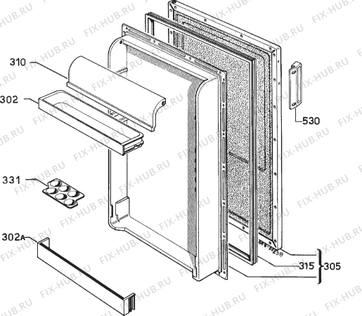 Взрыв-схема холодильника Zanussi Z6163TM - Схема узла Door 003