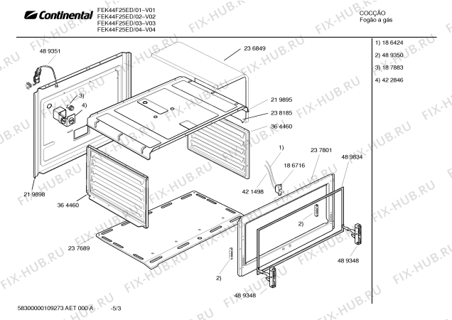 Взрыв-схема плиты (духовки) Continental FEK44F25ED - Схема узла 03