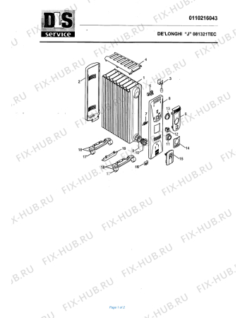 Схема №1 081505TEC TOS EX:1 с изображением Подрешетка для обогревателя (вентилятора) DELONGHI 7010000900