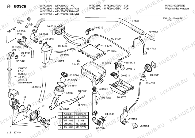Схема №3 WFK2800 с изображением Инструкция по эксплуатации для стиралки Bosch 00518380