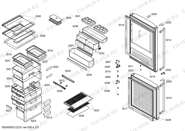 Схема №3 KG25F200 с изображением Вставная полка для холодильника Siemens 00439522