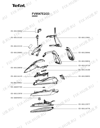 Схема №1 FV9547E2/23 с изображением Ручка для утюга (парогенератора) Tefal CS-00120858