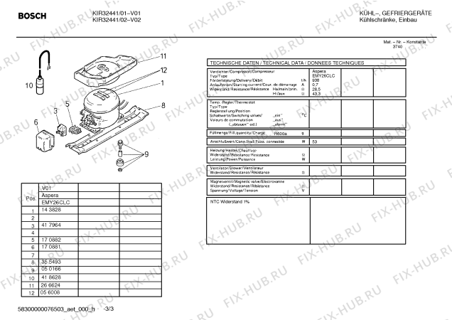 Схема №3 KIR32441 с изображением Инструкция по эксплуатации для холодильника Bosch 00597994