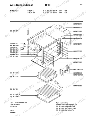 Взрыв-схема плиты (духовки) Aeg 3180V-W GB - Схема узла Section6
