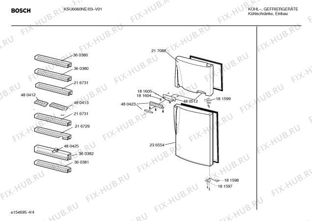 Схема №4 KSU6460NE с изображением Поднос для холодильника Bosch 00216731