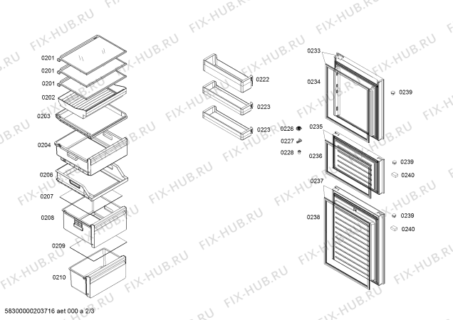 Схема №3 KG27EA230C с изображением Уплотнитель двери для холодильной камеры Siemens 00717356
