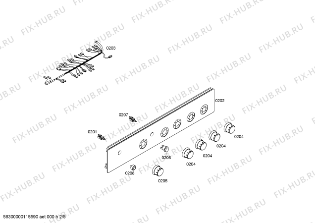 Взрыв-схема плиты (духовки) Bosch HSG222020R - Схема узла 02