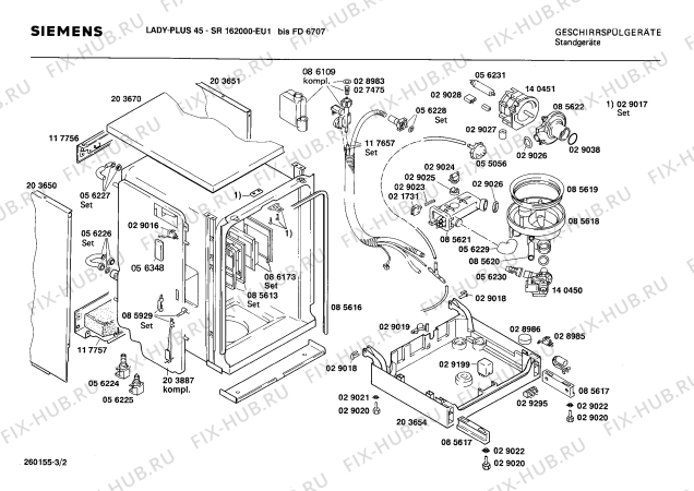 Схема №3 SR162000 с изображением Световод для посудомойки Siemens 00029052