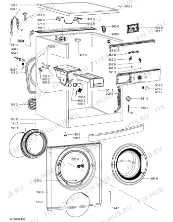 Схема №2 AWOC 5102 с изображением Декоративная панель для стиралки Whirlpool 481010625978