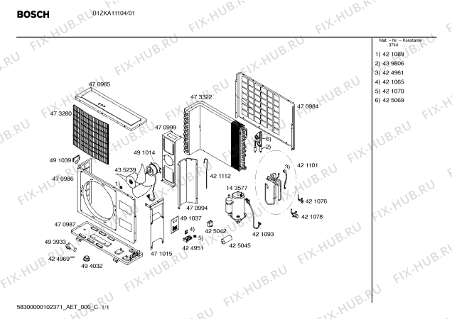 Схема №1 B1ZKA12105 с изображением Панель для климатотехники Bosch 00470986