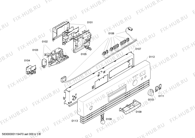Схема №6 DIS6505 с изображением Панель управления для посудомойки Bosch 00445492