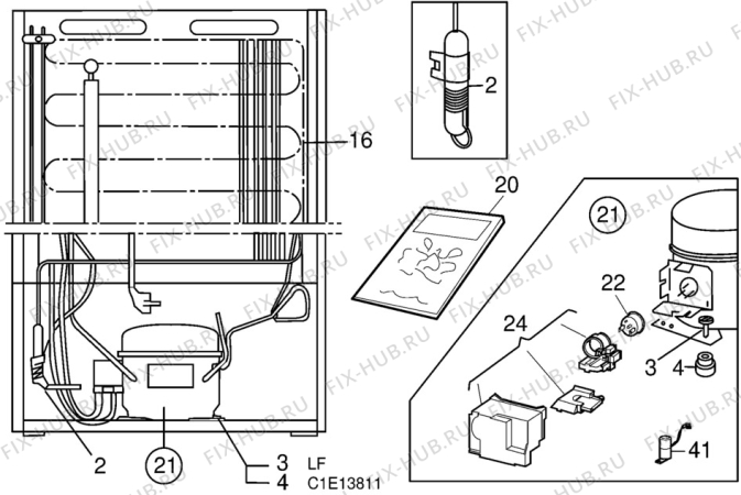 Взрыв-схема холодильника Asko FF76 - Схема узла C10 Cold, users manual