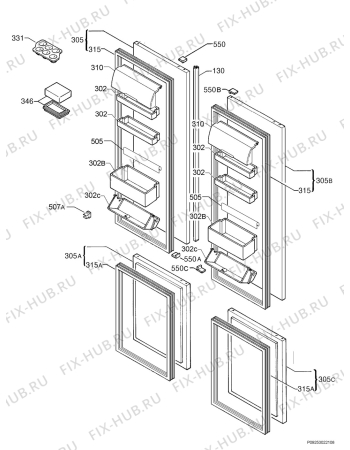 Взрыв-схема холодильника Rex Electrolux FI5004NFAX - Схема узла Door 003