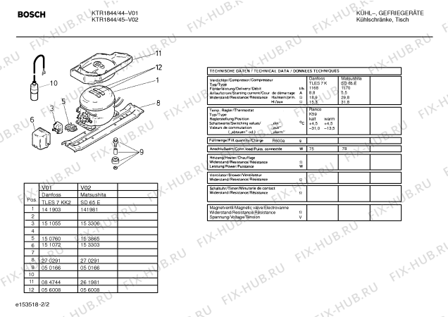 Схема №2 KTR1844 с изображением Компрессор для холодильника Bosch 00141981