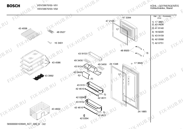 Взрыв-схема холодильника Bosch KSV33670 - Схема узла 02