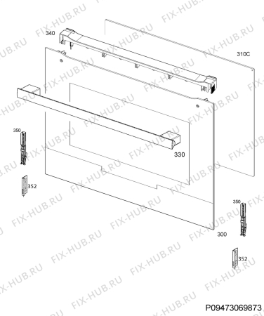 Взрыв-схема плиты (духовки) Electrolux RKK20160OW - Схема узла Door