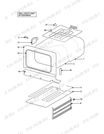 Взрыв-схема плиты (духовки) Zanussi ZHF865W (DUO) - Схема узла H10 Grill cavity assy