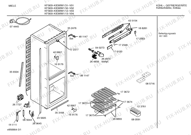 Схема №3 KIEMIS1 KF573I с изображением Емкость для заморозки для холодильника Bosch 00357328