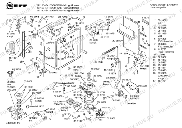 Схема №4 S4153G0RK SI 150 с изображением Инструкция по эксплуатации для электропосудомоечной машины Bosch 00517907