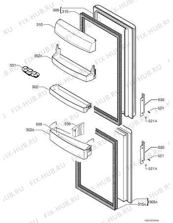 Взрыв-схема холодильника Aeg Electrolux S65320KG - Схема узла Door 003