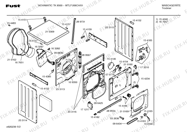 Схема №5 WTLFU06CH NOVAMATIC TK8500 с изображением Вкладыш в панель для сушилки Bosch 00357562
