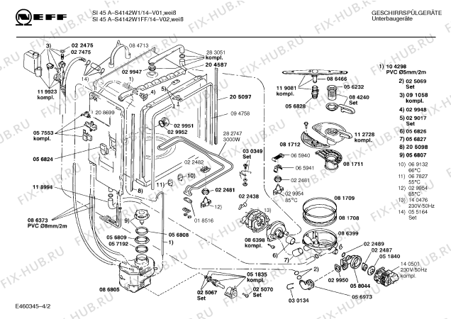 Схема №4 S4142W1FF si45A с изображением Панель для посудомойки Bosch 00278171