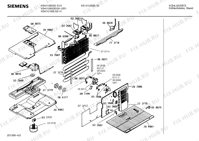 Схема №3 KS41U10IE с изображением Конденсатор для холодильной камеры Bosch 00231134