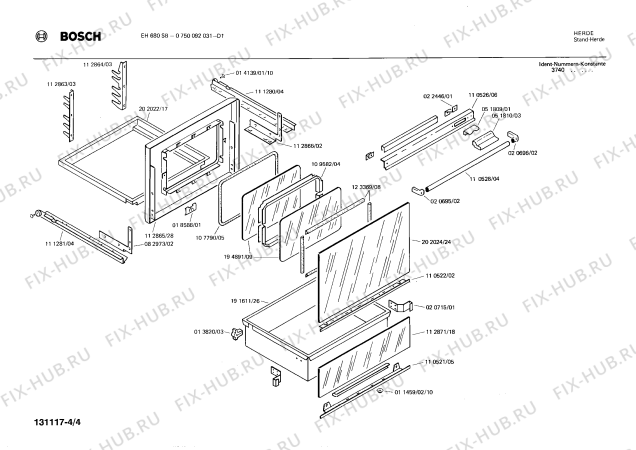 Взрыв-схема плиты (духовки) Bosch 0750092031 EH680SB - Схема узла 04