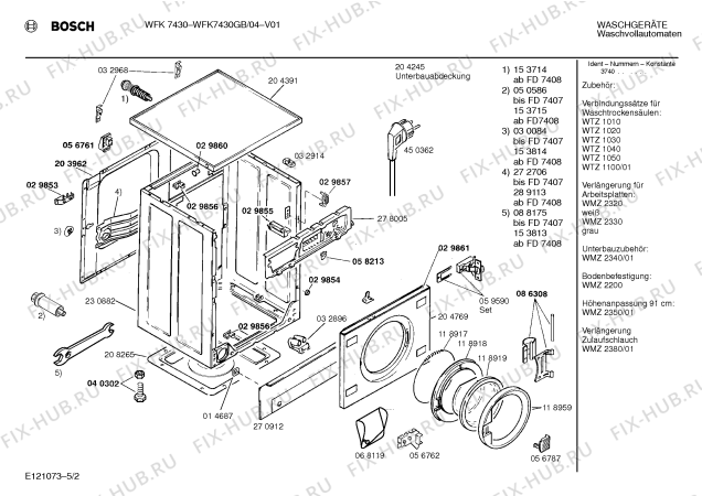 Схема №4 WFK7430GB WFK7430 с изображением Ручка для стиралки Bosch 00094911