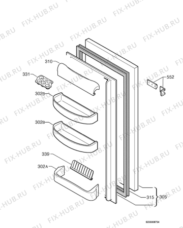 Взрыв-схема холодильника Electrolux ERN2279 - Схема узла Door 003