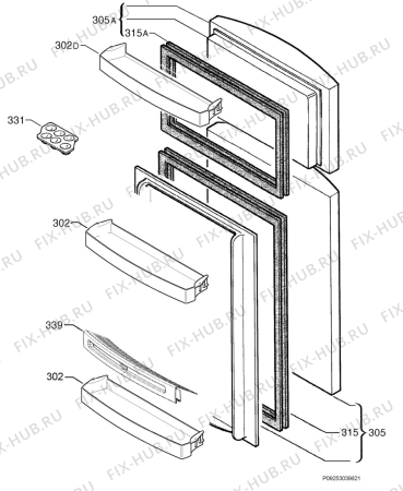 Взрыв-схема холодильника Electrolux END42405X - Схема узла Door 003