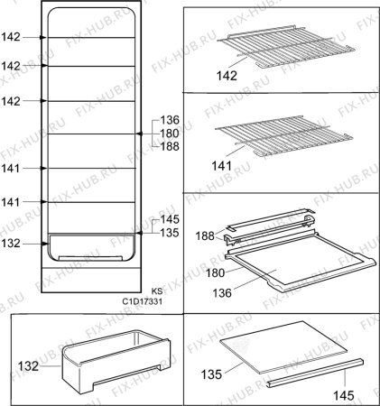Взрыв-схема холодильника Elektro Helios KS3709 - Схема узла C10 Interior