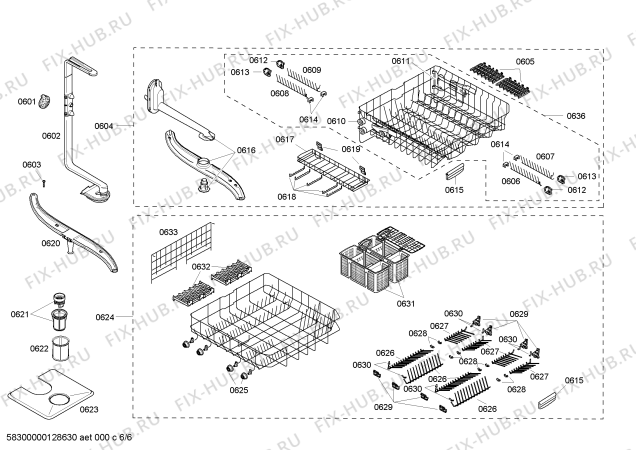 Схема №6 DWHD94EP с изображением Ручка для посудомойки Bosch 00601285