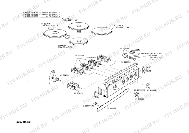 Взрыв-схема плиты (духовки) Siemens HN5009 - Схема узла 02
