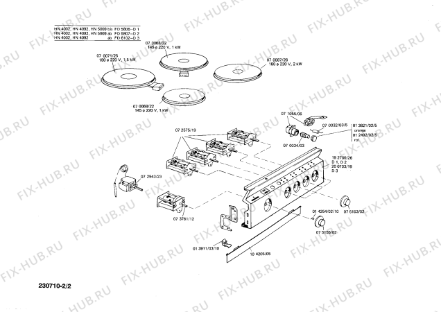 Взрыв-схема плиты (духовки) Siemens HN4002 - Схема узла 02