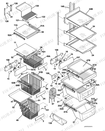 Взрыв-схема холодильника Electrolux ERL6298XX12 - Схема узла Housing, inner