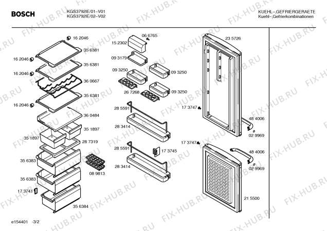 Взрыв-схема холодильника Bosch KGS3792IE - Схема узла 02