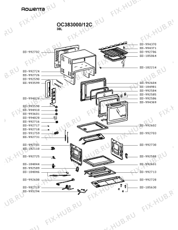 Схема №1 OC383000/12C с изображением Кнопка (ручка регулировки) для духового шкафа Rowenta SS-994910