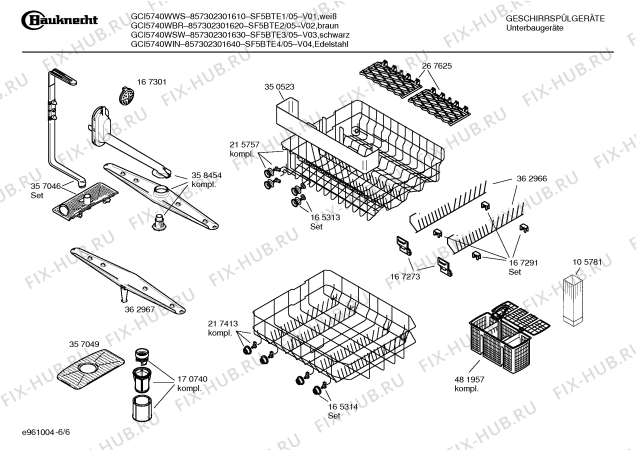 Схема №6 SF5BTE1 GCI5740WWS с изображением Планка для посудомойки Bosch 00362205