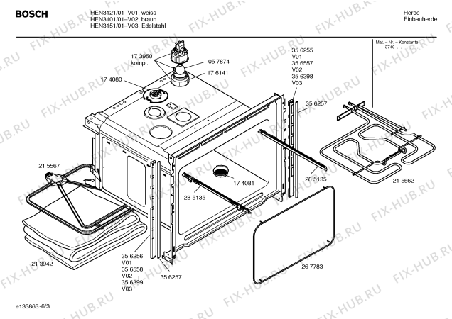 Взрыв-схема плиты (духовки) Bosch HEN3151 - Схема узла 03