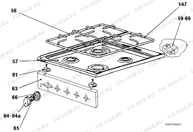Взрыв-схема плиты (духовки) Zanussi ZCC5060 - Схема узла Section 4