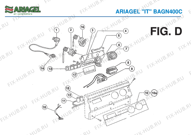 Взрыв-схема кондиционера Ariagel BAGN 400C - Схема узла 4