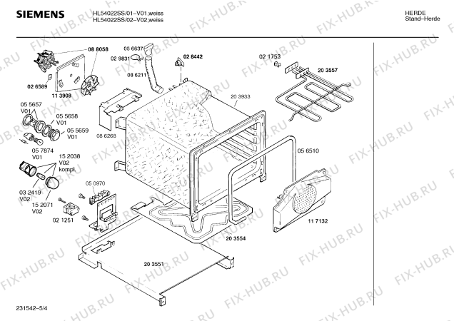 Взрыв-схема плиты (духовки) Siemens HL54022SS - Схема узла 04