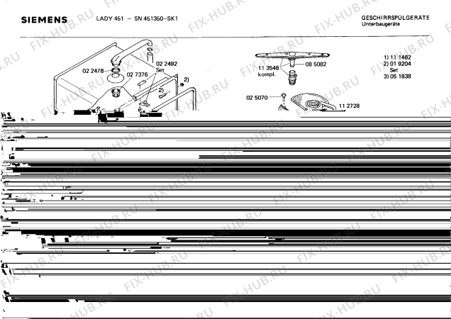 Взрыв-схема посудомоечной машины Siemens SN451350 - Схема узла 02