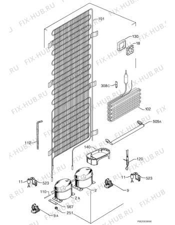 Взрыв-схема холодильника Privileg 00873317_41962 - Схема узла Cooling system 017